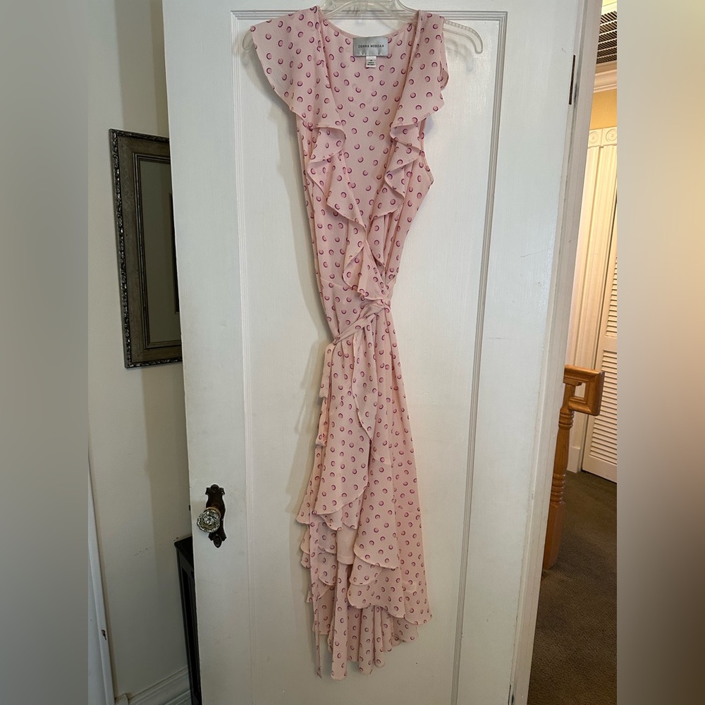 Donna Morgan Pink Ruffled Tie Front Sundress
